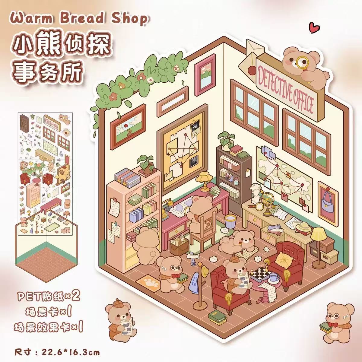 Cute pet's Cozy little kitchen DIY 3D Scene Stickers 10 cute Miniature Scenes (M)
